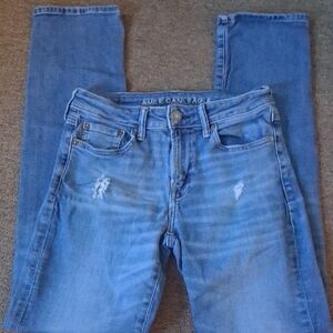 American Eagle Outfitters Women's Light Blue Straight Leg Jeans